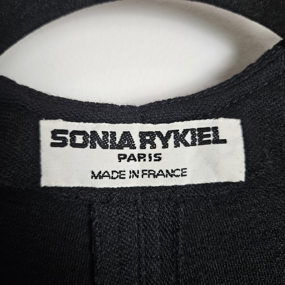 Sonia Rykiel Paris Womens Open Front Cape 100% Wool Slit Back Long Sleeves Black - Picture 3 of 9